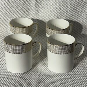 VERA WANG WEDGWOOD Gilded Weave Porcelain Mugs with Gold-Trim - Set of 4